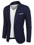 COOFANDY Blazer de loisirs pour homme - Veste sportive - Col à revers - Veste d'été - 1 bouton - Bleu ciel - Taille L, bleu marine, L