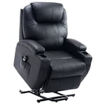 HOMCOM Fauteuil releveur électrique Fauteuil de Relaxation inclinable Repose-Pied relevable Grand Confort télécommande revêtement synthétique Noir