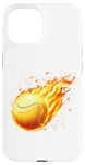 Coque pour iPhone 15 brûlant balle de tennis feu joueur de tennis