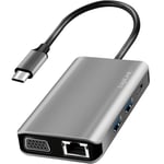 LogiLink USB-C-dockningsstation 7-i-1 HDMI/VGA/RJ45/USB-C 100W PD