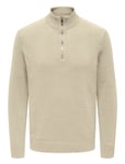 ONLY & SONS Onsfabian Life Reg 7 Half Zip Knit Beige