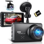 S7 2.5K Dashcam Voiture Avant Arrière,Carte SD 64G,Camera Embarquée Voiture 1600P+1080P FHD,IPS 3.2"" Camera Voiture Grand Angle de 336 °,G-Capteur,WDR,24H Mode Parking,Enregistrement en Boucle