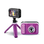 VTech - KidiZoom Vidéo Studio HD Violet, Appareil Photo Numérique Enfant, Photo, Selfie, Vidéo HD, Écran Couleur avec Trépied et Fond Vert, Cadeau Enfant de 5 Ans à 12 Ans - Contenu en Français