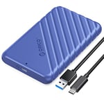 ORICO 2.5 inch USB C Hard Drive Enclosure USB 3.1 Gen 1 to SATA III External Hard Drive Case for SSD HDD 9.5 7mm Tool-free with UASP, Blue (25PW1-C3)