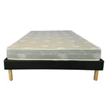 Matelas Mina + Sommier Gregory Noir 200x200 x 19,5 cm - une Face Soutien Souple et une Face Soutien Très ferme - reference Nina - Tissu a l'Aloe Vera - Noyau Poli Lattex HR Derniere Generation Indefo