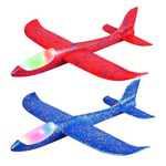 2 Pack LED LumièRe Avion Mousse Avion Clignotant Planeur Avion Sport en Plein Air FêTe D'Anniversaire Faveurs