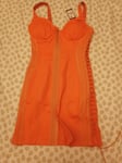 Adidas IVY PARK x Orange Twill Bustier Denim Dress Women's Size 12-14uk Rare New