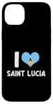 iPhone 14 Plus I Love Saint Lucia Pride St. Lucian Flag Heart Case