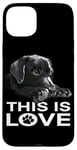 Coque pour iPhone 15 Plus This Is Love Black Lab Puppy