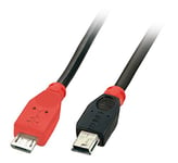 LINDY 31717 0.5m USB OTG Cable - Black, Type Micro-B to Mini-B