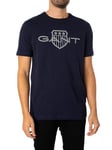 GANT Men's Logo SS T-Shirt, Evening Blue, S