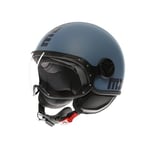 MOMODESIGN - FGTR Classic E2206, Jet Helmet, Casque Ouvert pour Motos et Scooters, pour Hommes et Femmes, Matt Dusty Blue/Blue, M