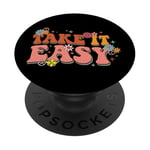 Take It Easy Retro Floral Motif PopSockets Adhesive PopGrip