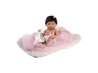 Llorens 73804 Vinyl Baby Doll 40 Cm Nica With Grey Soft Pillow And Pink Diaper Hug Dou Dou Dou