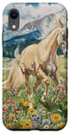 Coque pour iPhone XR Aquarelle Running Palamino Horse in Meadow