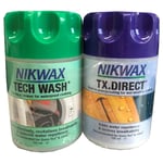 Nikwax TX Direct Wash In/Tech Wash Cleaning Waterproof Outdoor Apparel Gear Duo