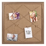 walther design cadre photo marron MDF tableau mémo 60 x 60 cm avec clips en bois + porte-cordon XR060P