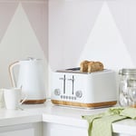 Contemporary White Kettle and Toaster Set