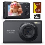 WOLFANG Appareil Photo numérique, caméra Enfant 2,7 K pour Photographie, caméra de vlogging compacte 50 MP, caméra vidéo Zoom numérique 16x, caméra numérique Point de Mise au Point Automatique et