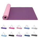 Good Nite Tapis de yoga pour entraînement, pilates, fitness pour homme et femme, antidérapant, haute densité de 10 mm, avec sangle de transport, 183 x 61 x 1 cm (Violet/Pink)