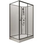 Jamais utilisé ]- Cabine de douche intégrale avec porte coulissante, verre 5 mm, Cabine de douche complète Tahiti Schulte 90 x 120 cm, paroi latérale