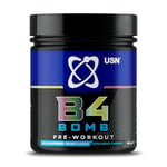 USN B4 Bomb Energy Drink Powder, Blue Raspberry - 180g, with Vitamin B12 & B6, Creatine, Caffeine & Zynamite for Stamina & Explosive Energy, Glucose Free, No Added Sugar, Quality Dietary Supplement