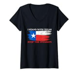 Womens I Stand With Texas Stop the Invasion V-Neck T-Shirt