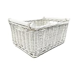 Kitchen Log Fireplace Wicker Storage Basket With Handles Xmas Empty Hamper Basket Grey, Small 31 x 25 x 16 cm