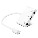 Adaptateur Audio Casque Light-ning vers 3,5 mm, Adaptateur Audio Auxiliaire 3 en 1, Double Écouteur 3,5 mm avec Port Charge, Compatible avec iPhone/i-Pad/i-Pod, Prise en Charge du Dernier iOS16