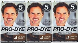 Glamorize Pro-Dye For Men (3 Pack) Men's Hair Dye Colourant - Med Brown Shade 4