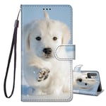 JRIANY For Xiaomi Redmi Note 10 5G Case, PU Leather Wallet Case with Kickstand Card Holder Cute Animal Pattern Shockproof Protective Folio Flip Case Compatible with Xiaomi Poco M3 Pro 5G, Dog