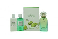 HERMÈS UN JARDIN SUR LE NIL GIFT SET 50ML EDT + 40ML B/L + 40ML S/G. NEW