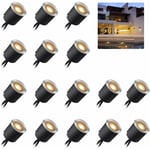 Groofoo Spots led Encastrable Extérieur IP67-16PCS Spots à Encastrer pour Terrasse Bois Plafond,étanche 0,6 w 32 mm à l'extérieur pour patio cuisine