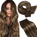 LaaVoo Extension Tissage Cheveux Naturel Balayage Marron Extension Cheveux Naturel Tissage Ombre Brun Blonde 30cm 80g Extension Cheveux Humain Tissage Double Trame Lisse #4/27/4