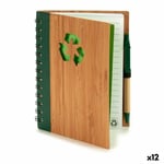 Spiralbundet anteckningsblock med penna Bambu 1 x 18 x 14 cm (12 antal)