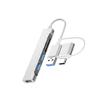 DINlip Hub USB et Type C, 6 en 1 et hub USB de Type C, 3 Ports USB, Fente Double Carte (SD et TF), Adaptateur de Charge avec Plusieurs Ports, pour MacBook – Argent