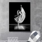 RuYun Black White Poster Dancer Fashion Sexy Women Print Wall Art Canvas Modern Paintings on the Wall Pictures for Living Room 50x75cm No Frame