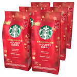 STARBUCKS Holiday Blend, Medium Roast, Whole Bean Coffee 190g (Pack of 6)