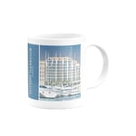 Sutton Harbour White Ceramic Mug 9.7cm x 8.2cm. Dishwasher Safe. by Illustrator, Dave Thompson