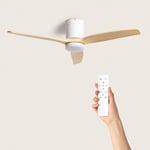 Ventilateur de Plafond Silencieux Angistri Blanc 132cm Motor dc Avec lumière Télécommande Bois foncé Oui