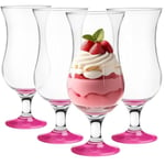 Glasmark Krosno Lot de 4 verres à cocktail Long Drink Cocktail Gin Bière Eau Long Drink Verres à cocktail Verre à eau Verre à smoothie Dessert Passe au lave-vaisselle Rose 4 x 420 ml