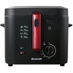 BRANDT Friteuse FRI25R2 - Friteuse -Dimensions 237X322X342 - Jusqu'à 1kg de frites - Thermostat réglable de 130° à 190° - 2,5L - 1600W - Acier inoxydable, Rouge et Noir