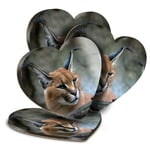 4x Heart MDF Coasters - Caracal African Lynx Cat  #3171