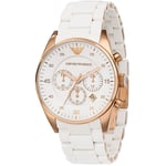 Emporio Armani Ar5919 Rose Gold Sports White Silicone Chronograph Watch