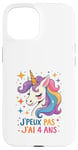 Coque pour iPhone 15 Licorne Cadeau Fille 4 ans Enfant 4ème Anniversaire