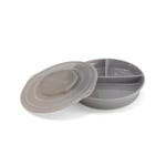 Twistshake Assiette Bébé avec Couvercle Hermétique | Assiettes Divisées pour Enfants | Assiette de Sevrage pour Bébé sans BPA | Assiette D'entraînement Alimentaire en 3 Parties | 6 mois+ | Gris