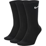 Nike SX7676 Unisex Everyday Lightweight Training Crew Socks Black 3 Pairs Cotton - Size Small