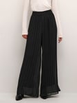 KAFFE Nikka Pleated Wide Leg Trousers, Black