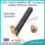 LoRa Helium 868MHz Fixed 90° SMA Male Terminal Antenna Black LoRaWAN Aerial HNT