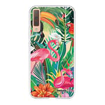 Evetane Coque Compatible avec Samsung Galaxy A7 2018 360 intégrale Coque Avant arrière Resistant Fine Protection Solide Housse Etui Transparente Animaux Tropicaux Motif Tendance